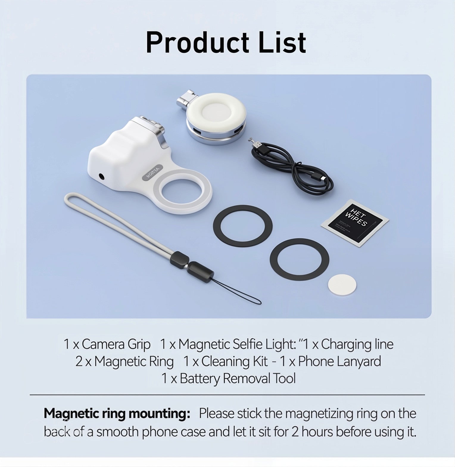 MagShot™ Pro – Magnetic Phone Camera Grip with Dual-Sided Fill Light & Bluetooth Shutter