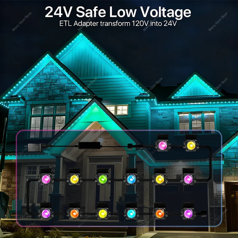 Waterproof LED String Light for Outdoor Use with App Control, 54 Scene Modes